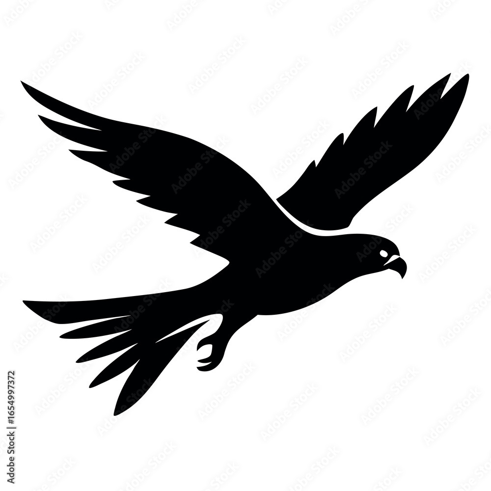 Obraz premium Dynamic Falcon Silhouette Vector Illustration: A Powerful Graphic for Aviation and Wildlife Designs