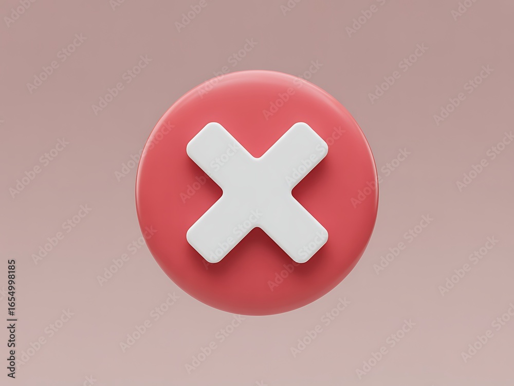 Obraz premium Cancel icon in three dimensional with red background