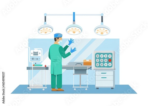 a surgeon in a hospital operating machine