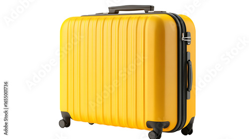 Wallpaper Mural Modern Yellow Rolling Suitcase with Ribbed Texture on Transparent Background for Travel and Business Torontodigital.ca