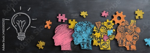 Creative collaboration, puzzle pieces, and ideas