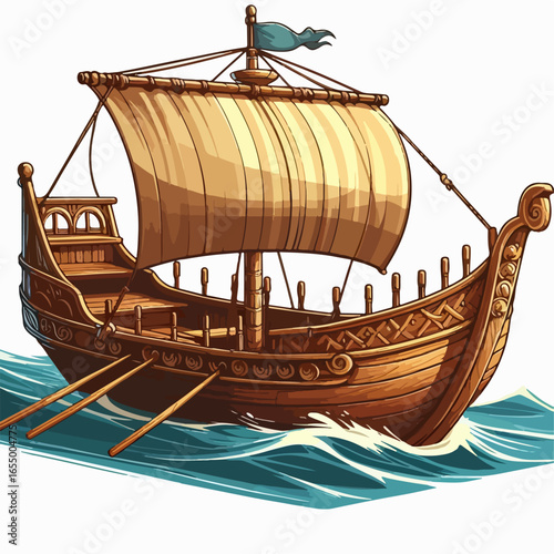 Vector illustration of Wooden boat 