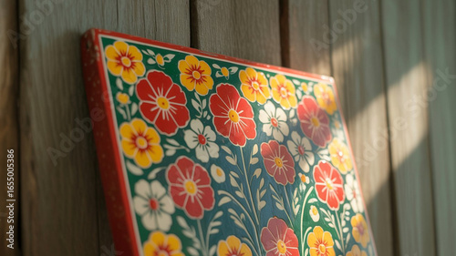 stained glass window with flowers