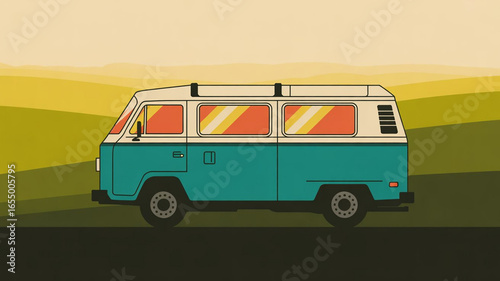 camper van on the road