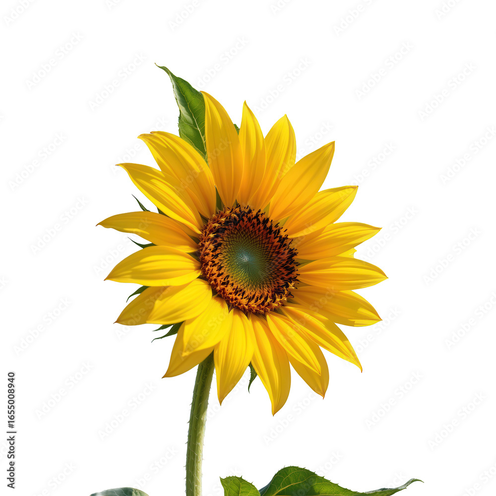Naklejka premium Bright and Beautiful Sunflower Blooming Against Clear Blue Sky