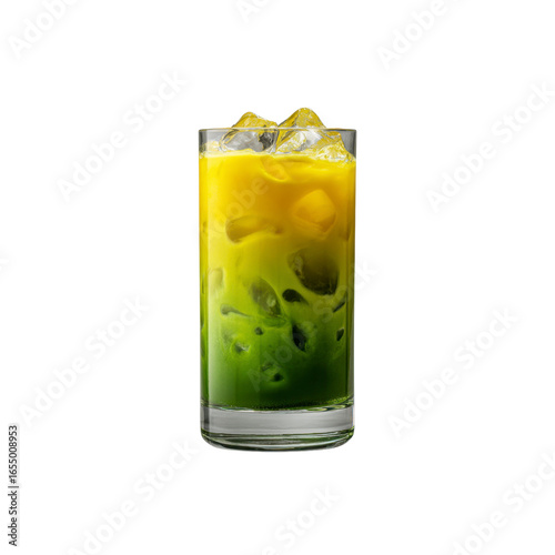 Wallpaper Mural Refreshing Iced Matcha Latte with Turmeric Layer in Glass Torontodigital.ca