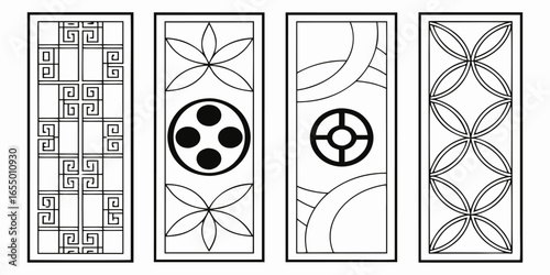 Four distinct vertical panels in a minimalist design showcase