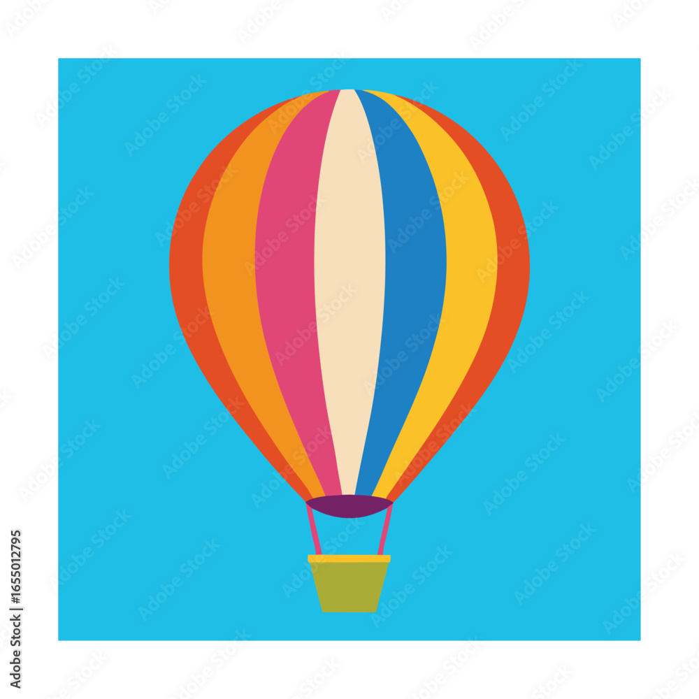 Fototapeta premium Colorful hot air balloon floating against blue sky