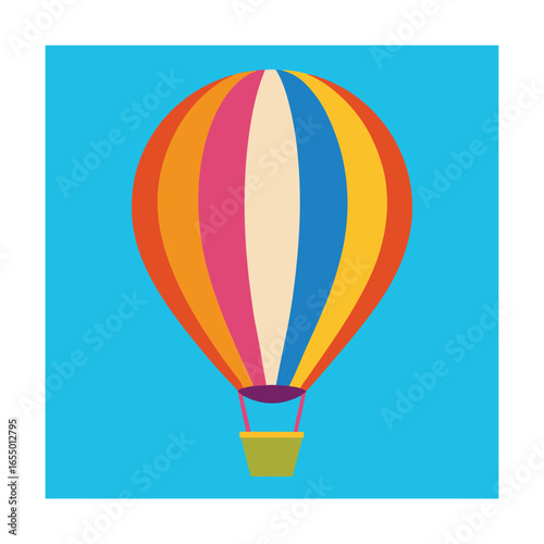 Colorful hot air balloon floating against blue sky