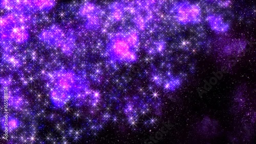 An artistic depiction of a serene galaxy with hues of purple and blue, creating a tranquil scene against a backdrop of twinkling stars