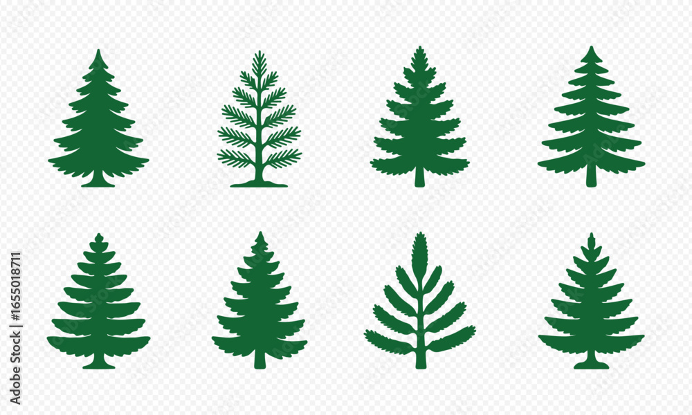 Obraz premium Christmas or Pine tree silhouette set collection vector illustration