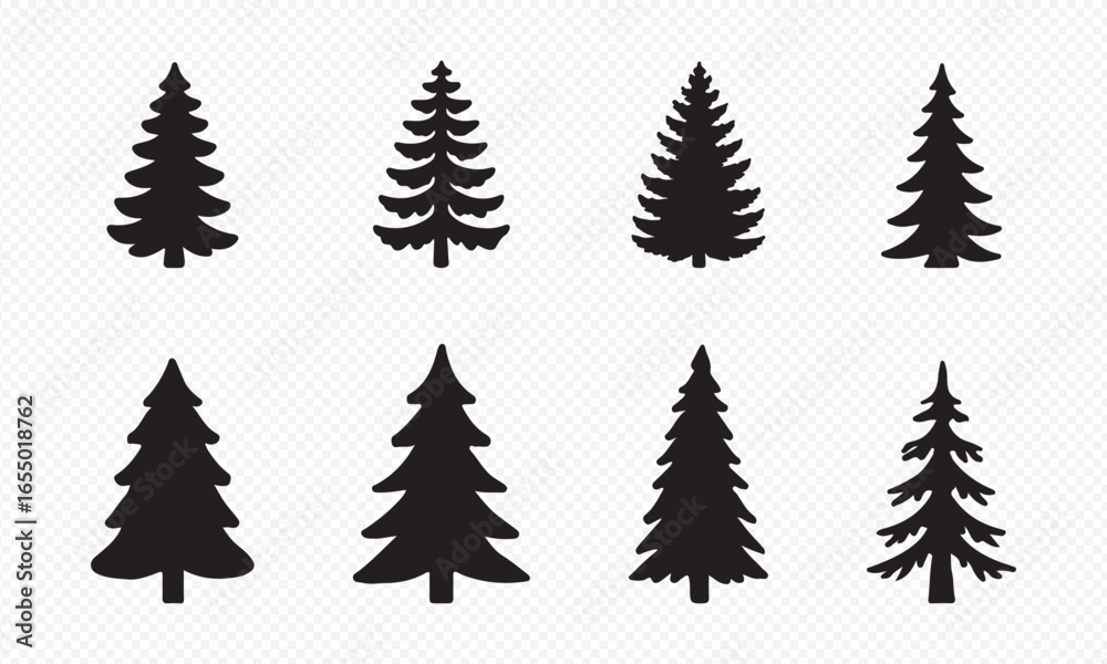 Obraz premium Christmas Trees Pictogram Set