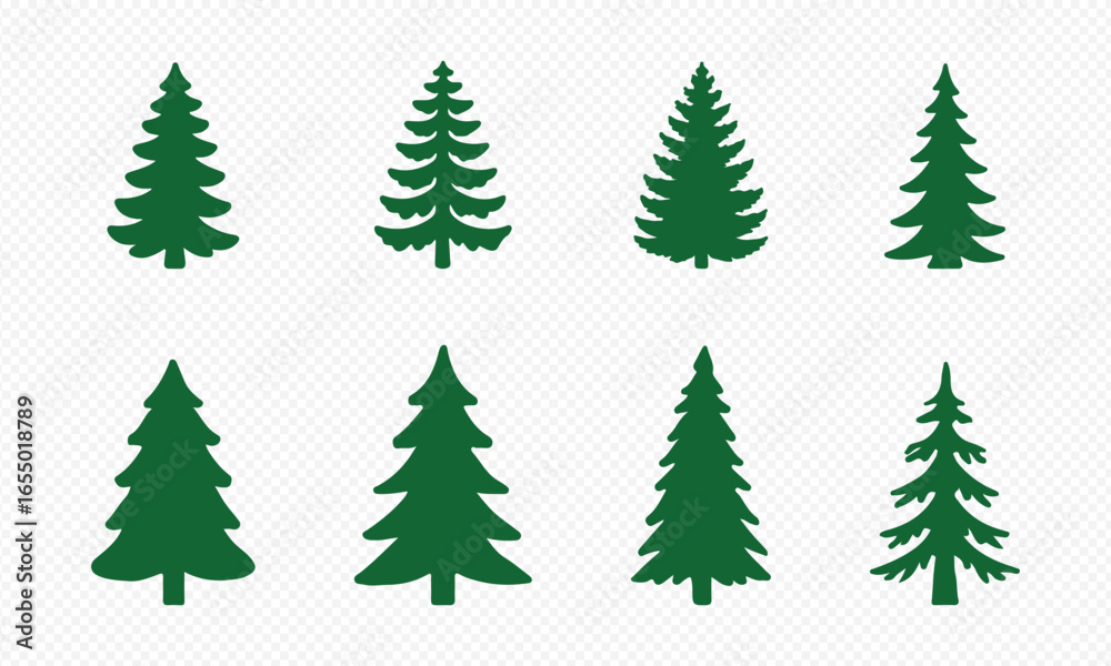 Obraz premium Christmas Trees Pictogram Set