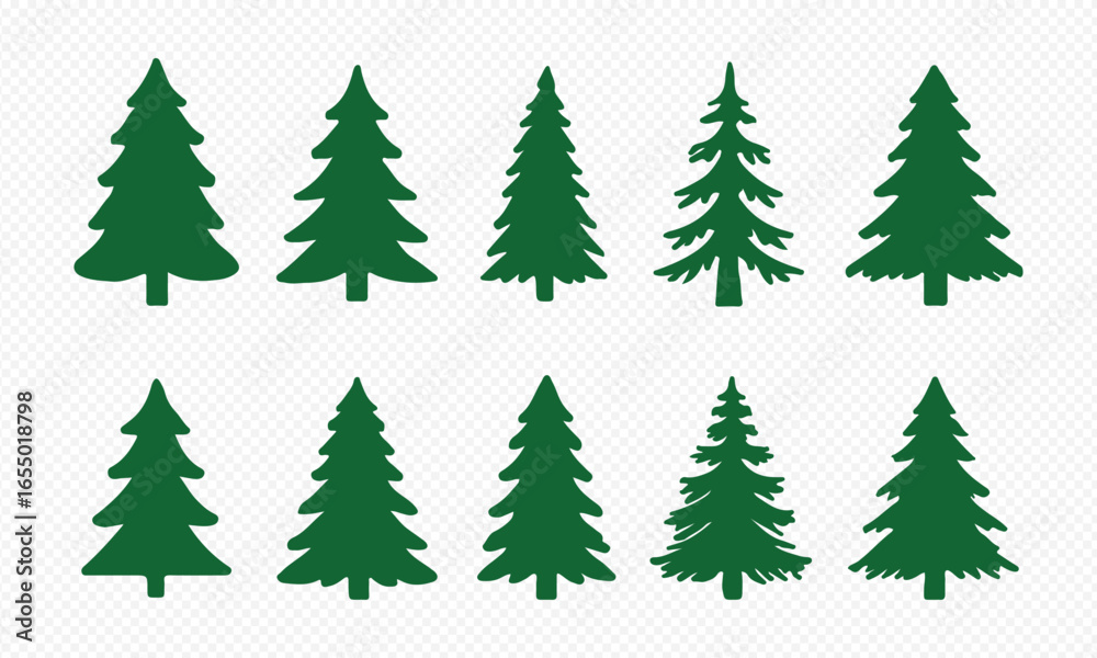 Obraz premium Christmas Trees Pictogram Set