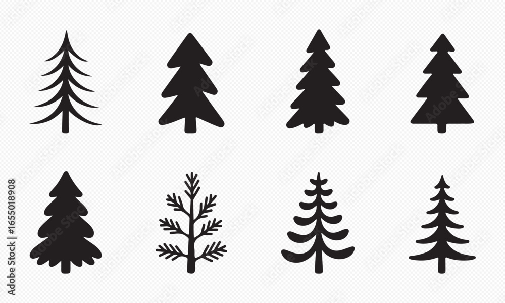 Fototapeta premium set of pine trees silhouettes vector design, isolated on white background