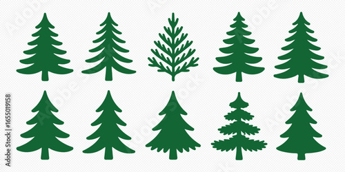 Silhouette Vector of Christmas Tree Set