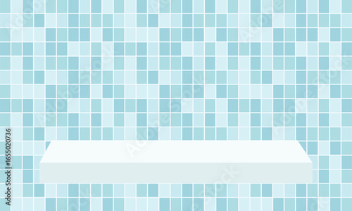 Blue bathroom tile abstract background with mosaic pattern design