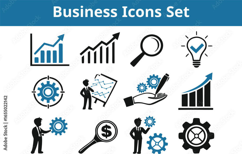 Business Icons & Symbols set bundle vector with editable line art and white background Business Icons & Symbols set bundle vector with editable line art and white background
