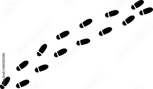 Footprint track in black shape. Clean graphic for outdoor or exploration ideas.