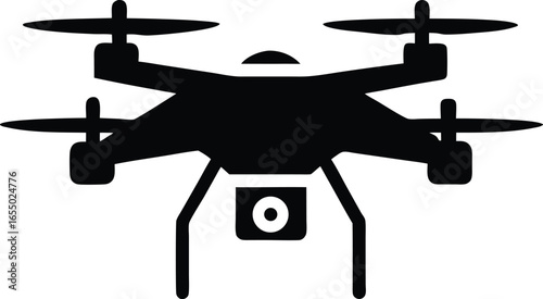 drone with sensor attachment silhouette vector art illustration