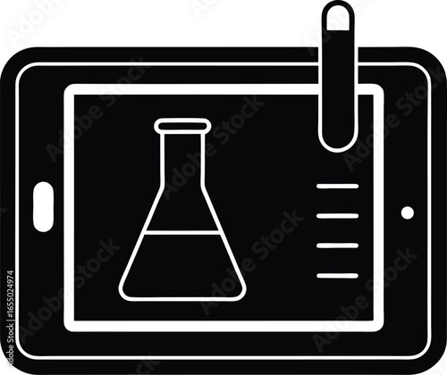 electronic lab notebook tablet ui silhouette vector art illustration