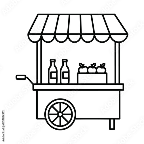 Street Food Cart Icon – Market Stall Vector Illustration