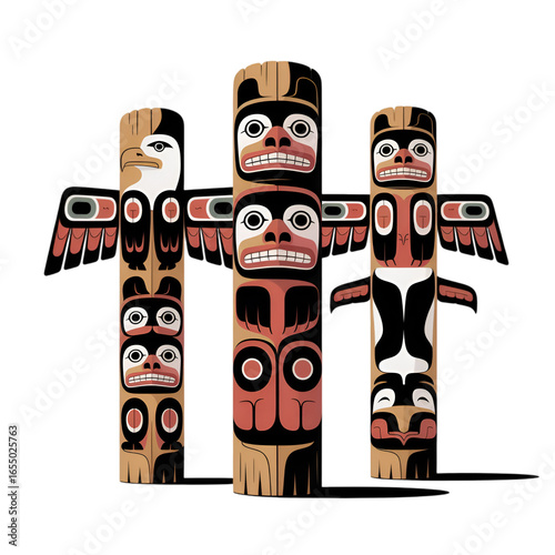 totem pole in vancouver isolated on white background