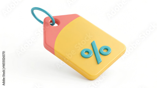 3D cartoon percentage discount tag icon sale promotion marketing retail illustration