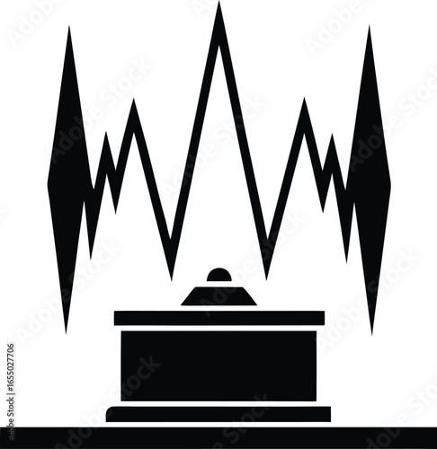 Seismograph Silhouette Vector Art Illustration