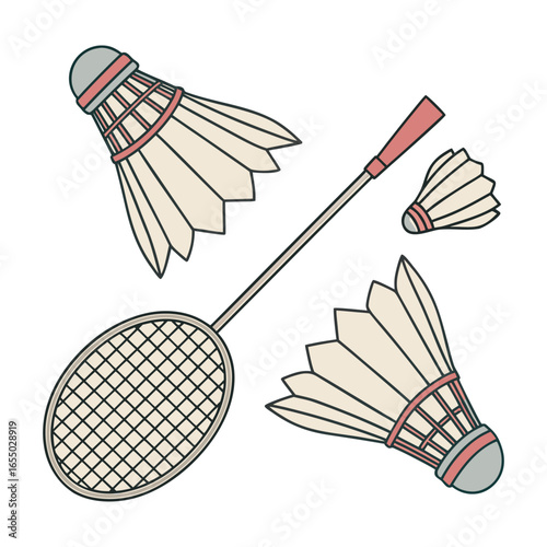 badminton racket and shuttlecock sketch