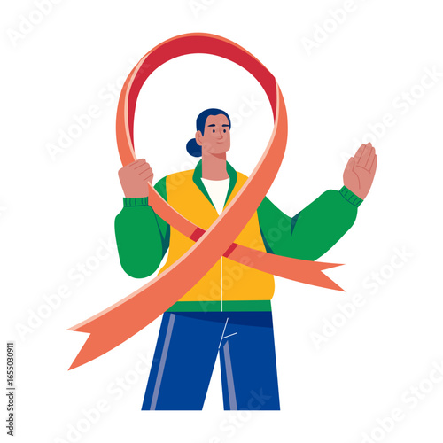A flat style illustration representing cancer awareness