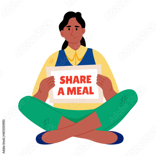 A flat style illustration representing poverty