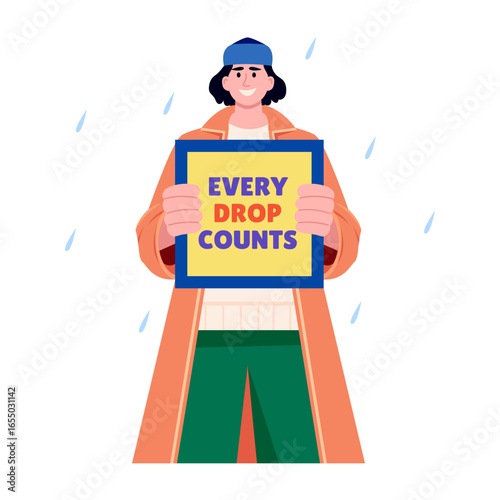 A flat style illustration depicting raining