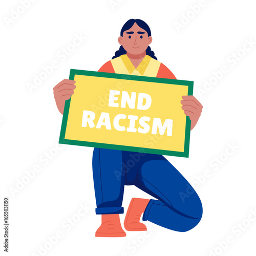 A flat style illustration representing end racism