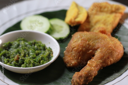 fried chicken breast with vegetables