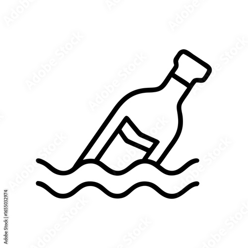 Message bottle floating on waves conveying marine theme  