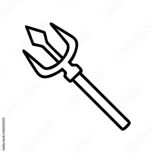 Trident illustration in minimalist style with black outline design  