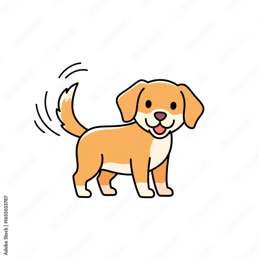 Cute Golden Retriever Puppy Waving Tail Vector Illustration Cute Golden Retriever Puppy Waving Tail Vector Illustration