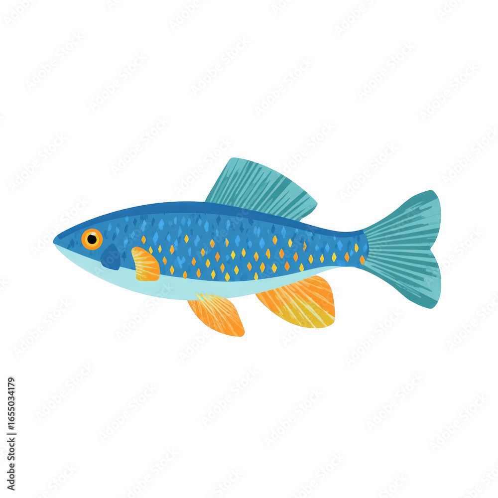 Fototapeta premium Flat Vector Fish Icon Design in Aquatic Style with Bright Colors on White Background