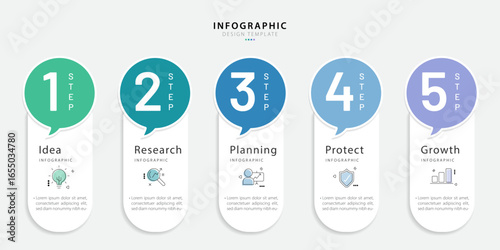 Timeline Creator infographic template. 5 Step timeline journey, calendar Flat simple infographics design template. presentation graph. Business concept with 5 options, gantt vector illustration.