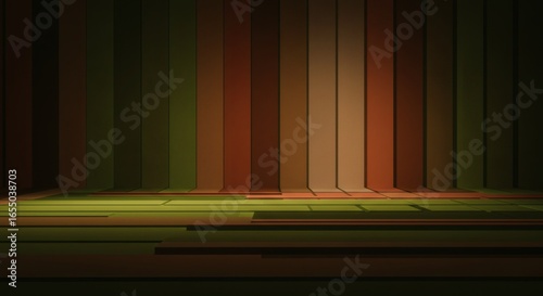 Vertical geometric columns on illuminated abstract background