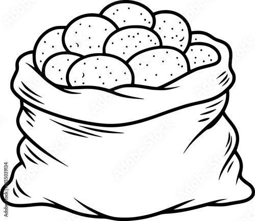 Full sack of potatoes tubers harvest