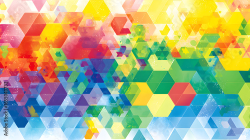 Colorful geometric background with abstract shapes and vibrant colors creates a modern design