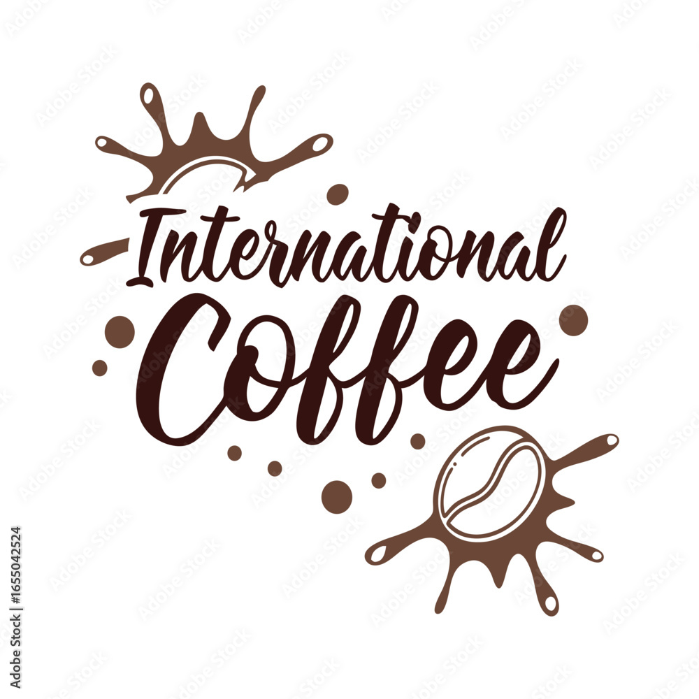 Fototapeta premium Celebrating International Coffee Day with a stylish brown design perfect for social media and marketing materials promoting coffee events and promotions