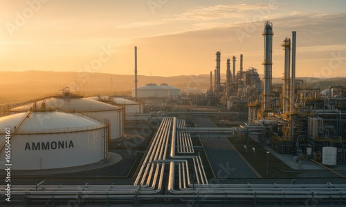 Industrial Chemical Plant at Sunrise