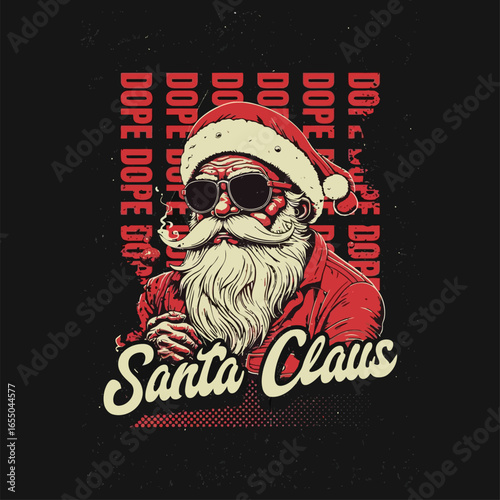 Cool Santa Claus smoking with sunglasses Christmas