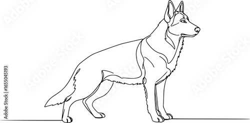 Dog continuous one line art drawing of outline. vector illustration
