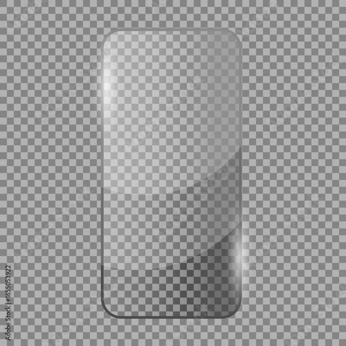 glass screen protector, transparent smartphone cover tempered shield mockup mobile accessory clear design isolated realistic template for display protection illustration