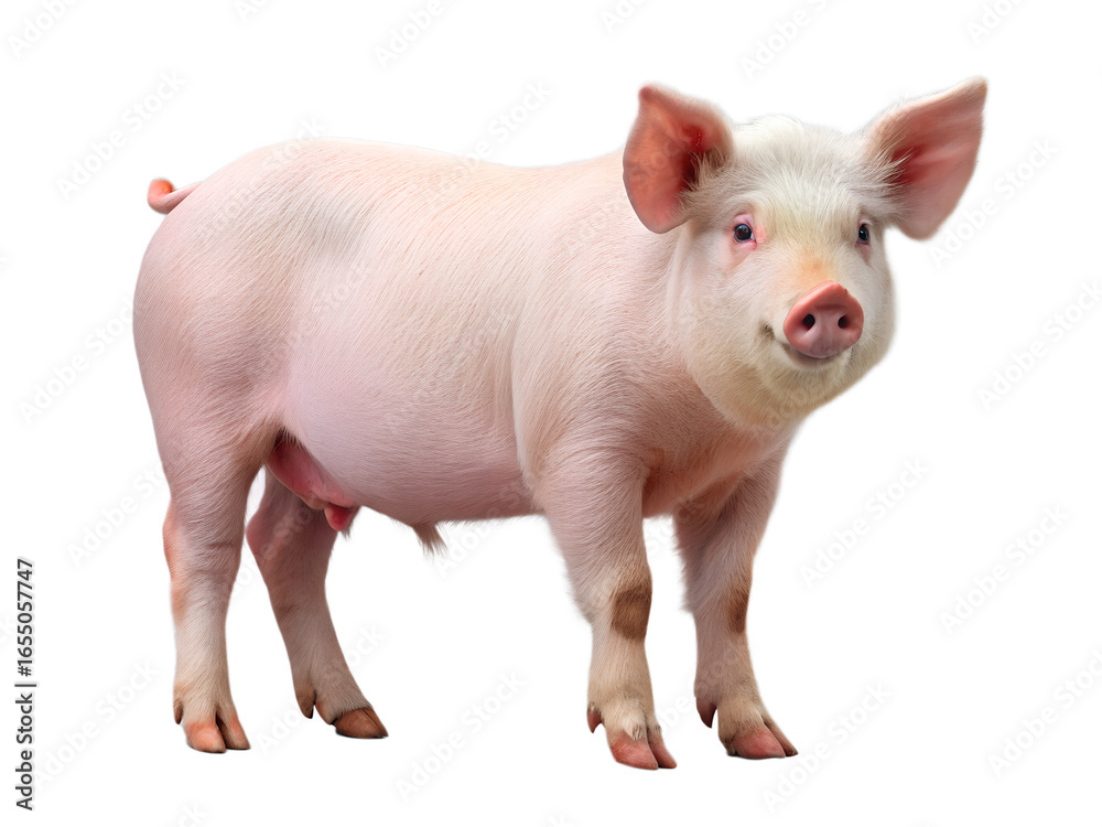 Naklejka premium pink pig isolated on white background