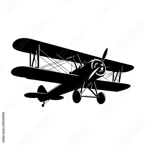 biplane vector, biplane silhouette